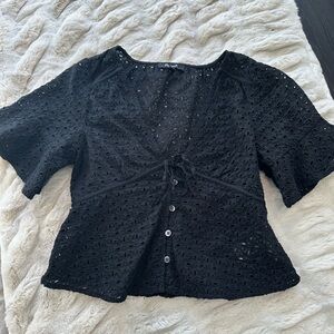Madewell Black Eyelet Blouse